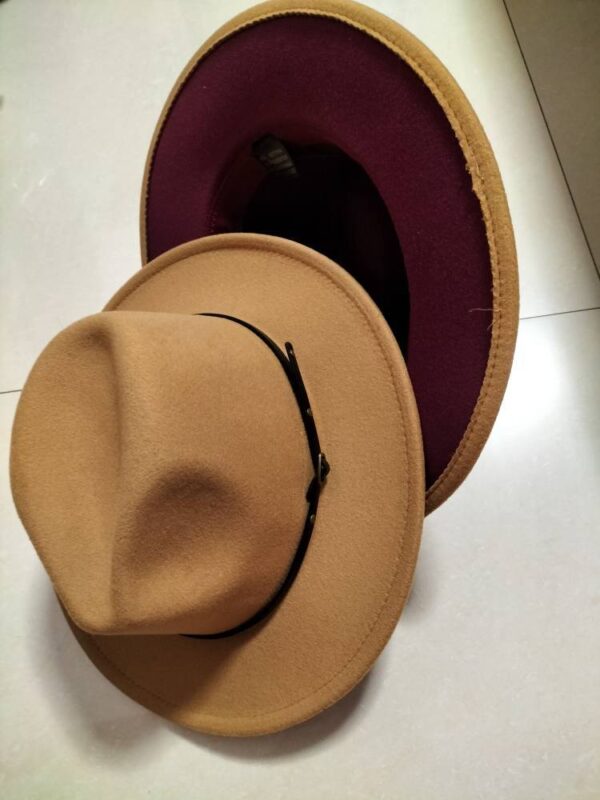 Popular Woolen Top Color Matching Flat Brim Fedora Jazz Hat Popular Woolen Top Color Matching Flat Brim Fedora Jazz Hat