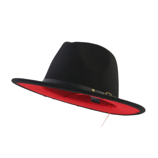 Popular Woolen Top Color Matching Flat Brim Fedora Jazz Hat Popular Woolen Top Color Matching Flat Brim Fedora Jazz Hat