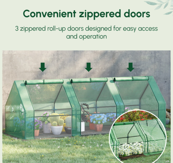 Portable Greenhouse 9'L X 3'W X 3'H Large Zipper Doors UV Resistant PE Portable Greenhouse 9'L X 3'W X 3'H Large Zipper Doors UV Resistant PE