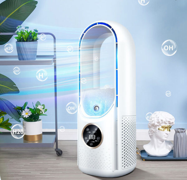 Portable USB Air Cooler Leafless Electric Fan Silent Timer Conditioner