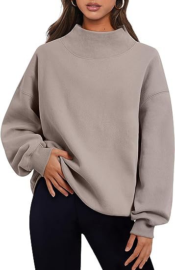 Pullover Sweatshirt Solid Color Loose Tops Round Neck Hoodie Women