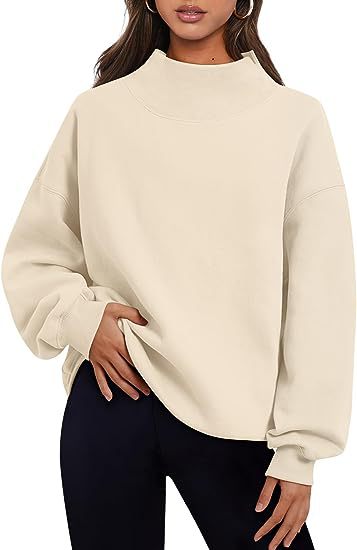 Pullover Sweatshirt Solid Color Loose Tops Round Neck Hoodie Women