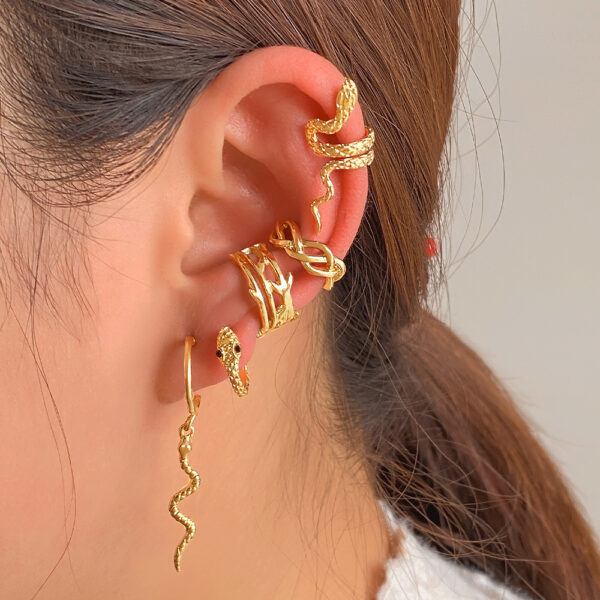 Punk Gold Plated Animal Snake Clip Earrings Ear Without Piercing