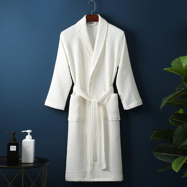 Pure Cotton Bathrobe Long Waffle All Cotton Nightgown Pure Cotton Bathrobe Long Waffle All Cotton Nightgown