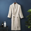Pure Cotton Bathrobe Long Waffle All Cotton Nightgown Pure Cotton Bathrobe Long Waffle All Cotton Nightgown