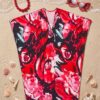 Red Floral Kaftan Beach Outerwear Long Bathing Suit Cover Up Maxi Dress