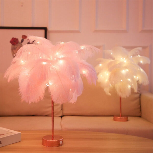 Remote Control Feather Table Lamp USB Battery Power Remote Control Feather Table Lamp USB Battery Power
