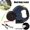Retractable Dog Leash for Small Dogs Reflective Dual Pet Lead 360