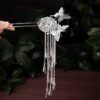 Retro Butterfly Tassel Hairpin Silver Simple Women