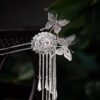 Retro Butterfly Tassel Hairpin Silver Simple Women