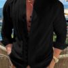 Retro Button Design Long-sleeved Shirt Men's Casual Loose Top