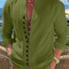Retro Button Design Long-sleeved Shirt Men's Casual Loose Top
