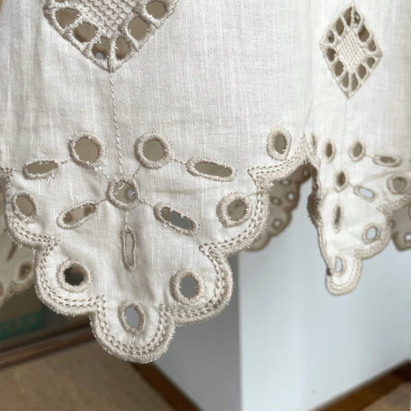 Retro Ethnic Travel Holiday Embroidered Long Dress Hollow White Linen Retro Ethnic Travel Holiday Embroidered Long Dress Hollow White Linen