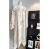 Retro Ethnic Travel Holiday Embroidered Long Dress Hollow White Linen Retro Ethnic Travel Holiday Embroidered Long Dress Hollow White Linen
