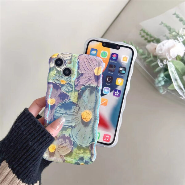 Retro Oil Painting Phone Case Blu-ray Flowers Shockproof For13 12 13pro