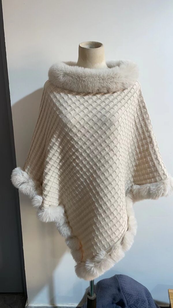 Rex Rabbit Fur Collar Shawl Cape Luxury Wraps Autumn Winter Fashion