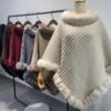 Rex Rabbit Fur Collar Shawl Cape Luxury Wraps Autumn Winter Fashion