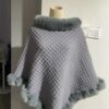 Rex Rabbit Fur Collar Shawl Cape Luxury Wraps Autumn Winter Fashion