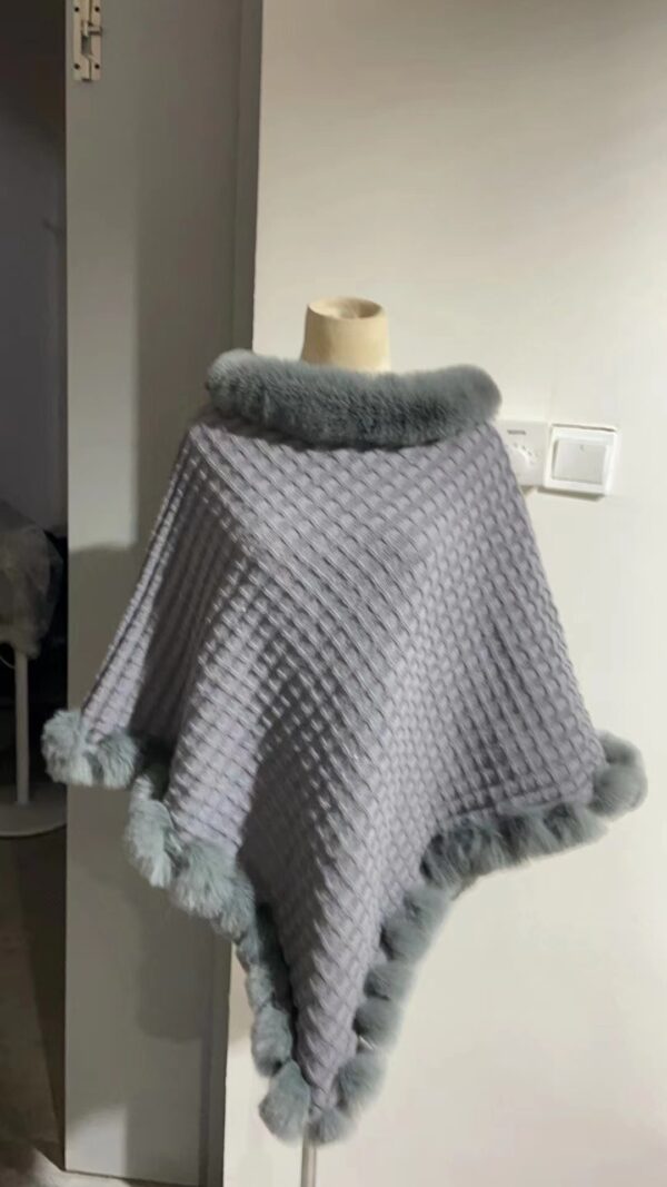 Rex Rabbit Fur Collar Shawl Cape Luxury Wraps Autumn Winter Fashion