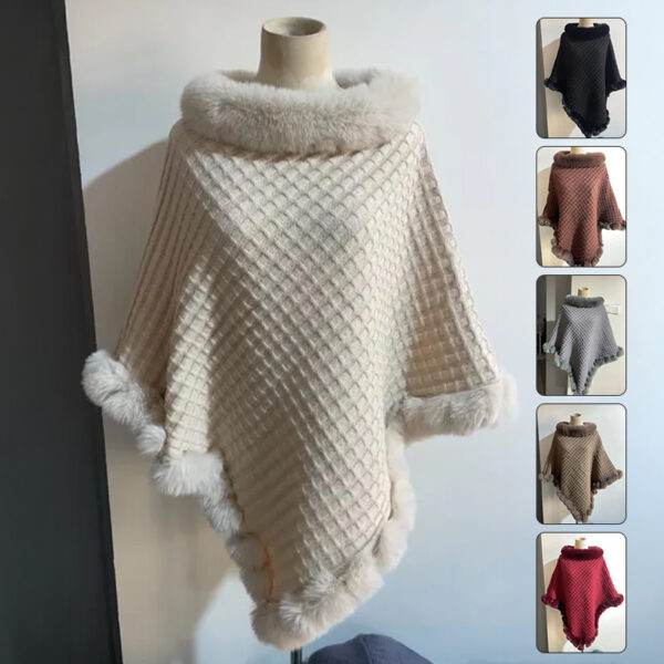 Rex Rabbit Fur Collar Shawl Cape Luxury Wraps Autumn Winter Fashion