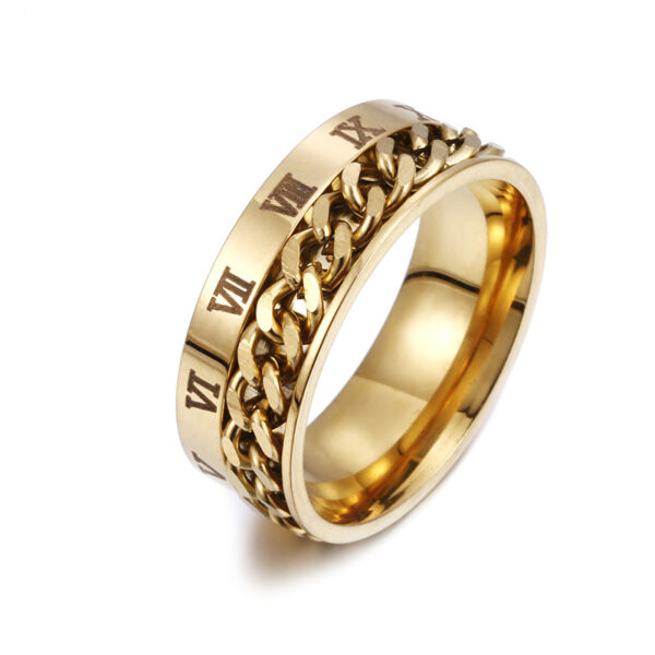 Roman Letter Rotatable Chain Rings Men Digital Titanium Steel Ringfor Roman Letter Rotatable Chain Rings Men Digital Titanium Steel Ringfor