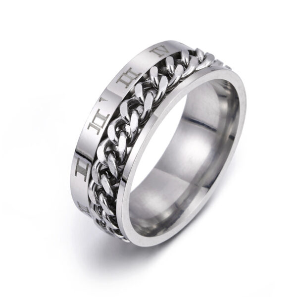 Roman Letter Rotatable Chain Rings Men Digital Titanium Steel Ringfor Roman Letter Rotatable Chain Rings Men Digital Titanium Steel Ringfor