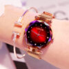 Rose Gold Women Watches Fashion Diamond Ladies Starry Sky Magnet Watch