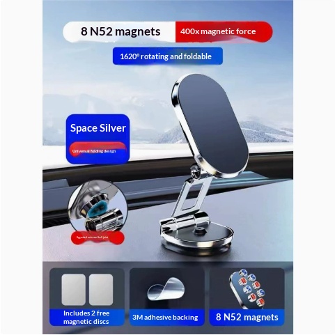 Rotate Metal Magnetic Car Phone Holder Foldable Universal Mobile Stand Rotate Metal Magnetic Car Phone Holder Foldable Universal Mobile Stand