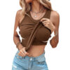 Round Neck Vest with Bra Summer Solid Color Bottom Sleeveless Top Round Neck Vest with Bra Summer Solid Color Bottom Sleeveless Top