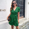 Ruffled Skirt Petal Sleeve V-neck Dress Women Ruffled Skirt Petal Sleeve V-neck Dress Women