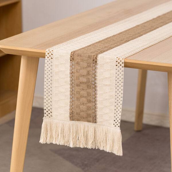 Runner Tassel Hollow Pattern Tea Table Decoration Cover Cloth