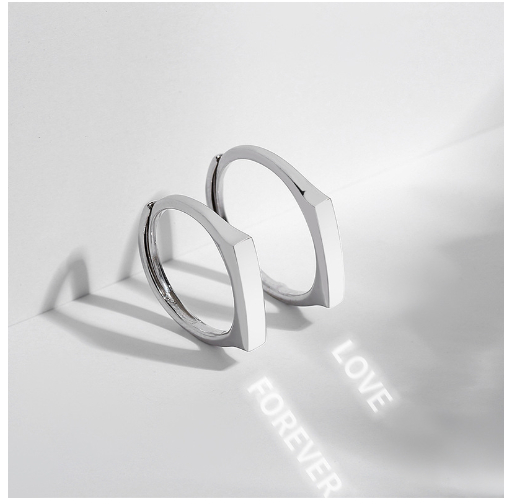 S925 Sterling Silver Rings by Light Reflect Show Surprise Love Pattern