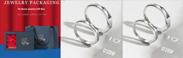 S925 Sterling Silver Rings by Light Reflect Show Surprise Love Pattern