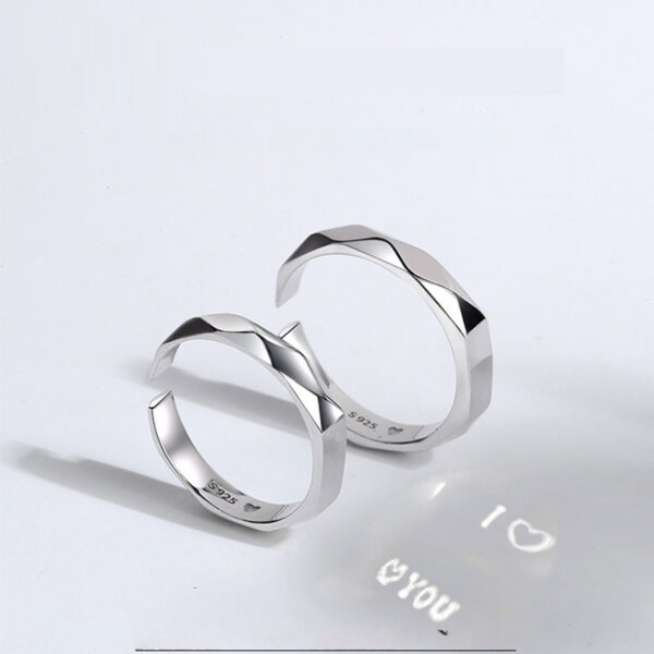 S925 Sterling Silver Rings by Light Reflect Show Surprise Love Pattern