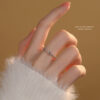 S999 Sterling Silver Bamboo Couple Rings 2-Piece Set Minimalist Niche