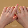 S999 Sterling Silver Bamboo Couple Rings 2-Piece Set Minimalist Niche