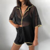 See-through Cardigan Pajamas Two-piece Set for Women