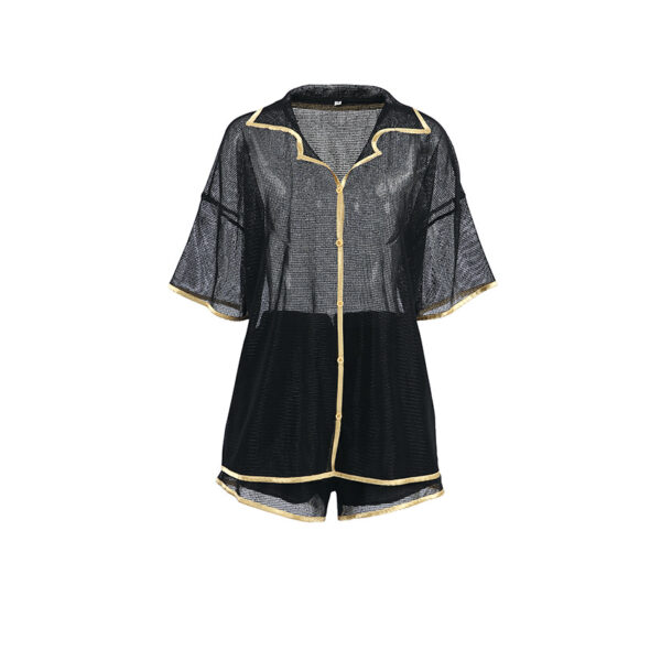See-through Cardigan Pajamas Two-piece Set for Women