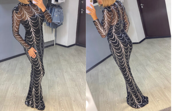 Sequins Women Maxi Dresses Long Sleeve Female Party Dresses Sequins Women Maxi Dresses Long Sleeve Female Party Dresses