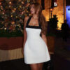 Sexy Black Halter Off Shoulder White Mini Dress Women Sleeveless Casual Sexy Black Halter Off Shoulder White Mini Dress Women Sleeveless Casual