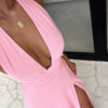 Sexy Halterneck V-neck Slit Dress Summer Backless Strappy Skirt Fashion
