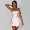 Sexy Suspender Skirt for Women Elegant Slim Strap Satin Backless Lace Sexy Suspender Skirt for Women Elegant Slim Strap Satin Backless Lace