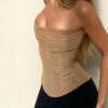 Skinny Sleeveless Tube Top Women Summer Mesh Crop Corset Tank Party