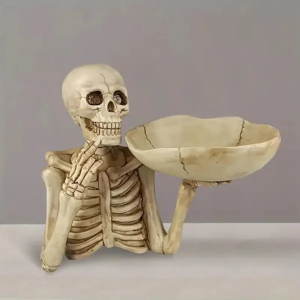 Skull Tray Ornament with Bowl Unique Skeleton Design for Indoor Skull Tray Ornament with Bowl Unique Skeleton Design for Indoor