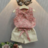 Sleeveless Bow Vest Plus Shorts Set Sleeveless Bow Vest Plus Shorts Set