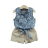 Sleeveless Bow Vest Plus Shorts Set Sleeveless Bow Vest Plus Shorts Set