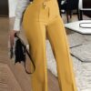 Slim Straight-leg Pants with Buckle Fashion Solid Color Trousers Slim Straight-leg Pants with Buckle Fashion Solid Color Trousers