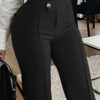 Slim Straight-leg Pants with Buckle Fashion Solid Color Trousers Slim Straight-leg Pants with Buckle Fashion Solid Color Trousers