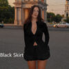 Slim Suits V-neck Zipper Long-sleeved Top and Mini Skirt Fashion Slim Suits V-neck Zipper Long-sleeved Top and Mini Skirt Fashion