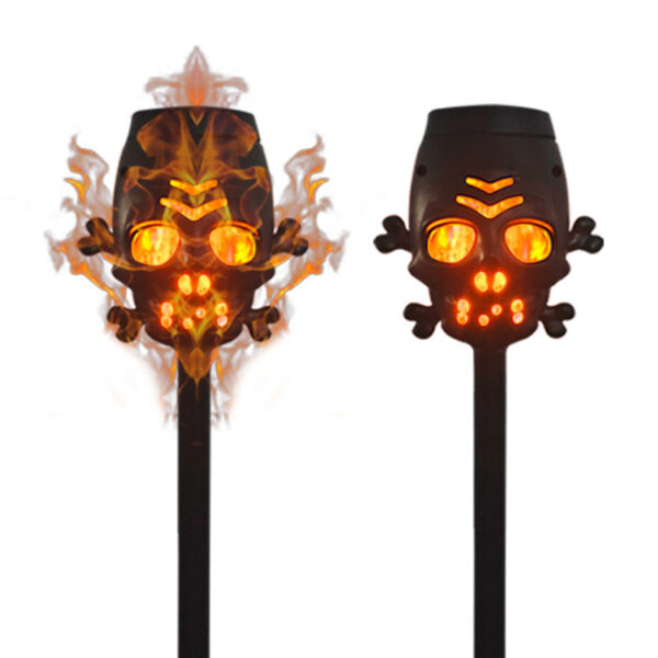 Solar Skull Simulation Flame Lamp Halloween Torch Lawn Ground Plugged Solar Skull Simulation Flame Lamp Halloween Torch Lawn Ground Plugged